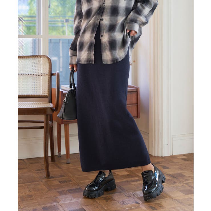ネイビー | ホールガーメントニットタイトスカート ニット タイト | KOBE LETTUCE