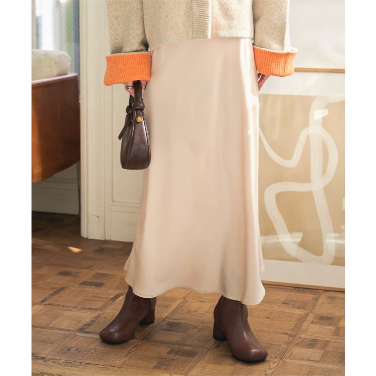 ベージュ | サテンタイトスカート［M4300］ [神戸レタス] サテン | KOBE LETTUCE