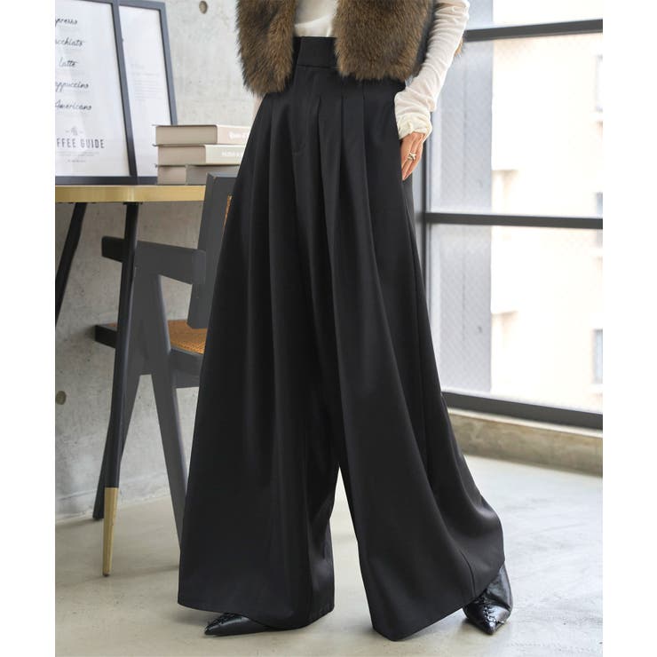 ブラック | ウエストタックスーパーワイドパンツ ウエストタック スーパーワイドパンツ | KOBE LETTUCE