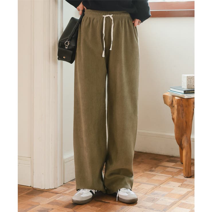 カーキ | M L 裏ボアコーデュロイワイドパンツ | KOBE LETTUCE