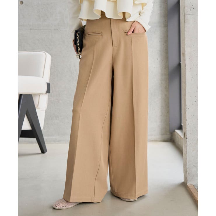 ベージュ | デザインポケットワイドパンツ［M4348］ タック ワイドパンツ | KOBE LETTUCE