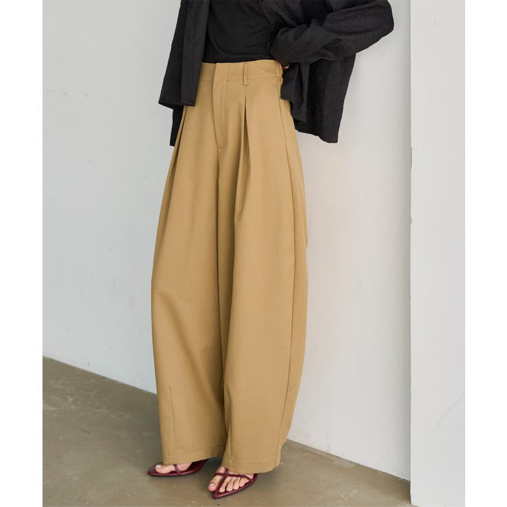 ベージュ | タックワイドカーブパンツ［M4381］ タック ワイド | KOBE LETTUCE