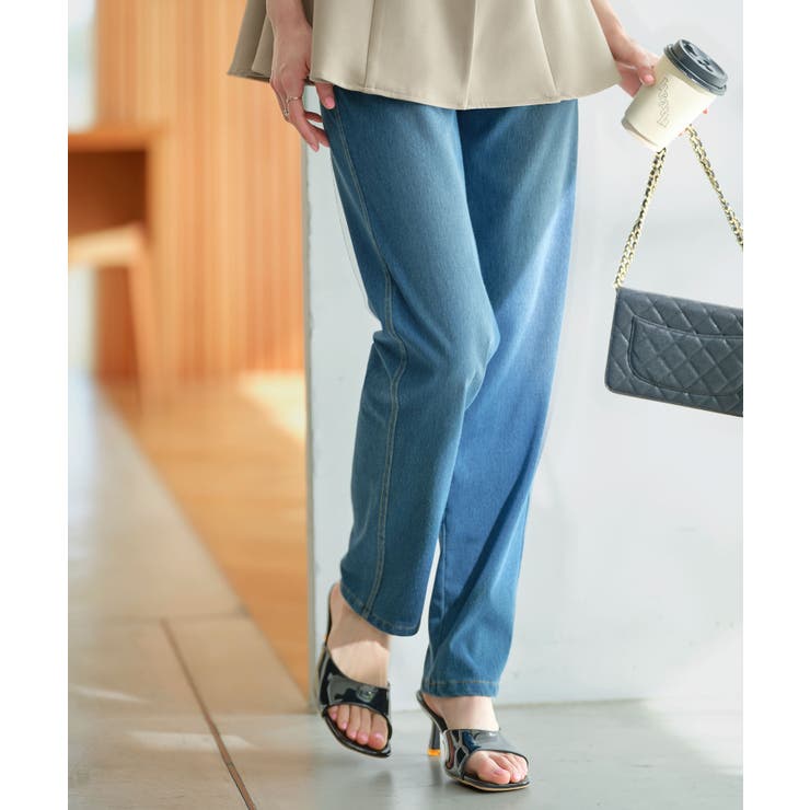 ウォッシュブルー | ウエストゴムストレッチデニム スキニーパンツ［M4390］ デニム | KOBE LETTUCE