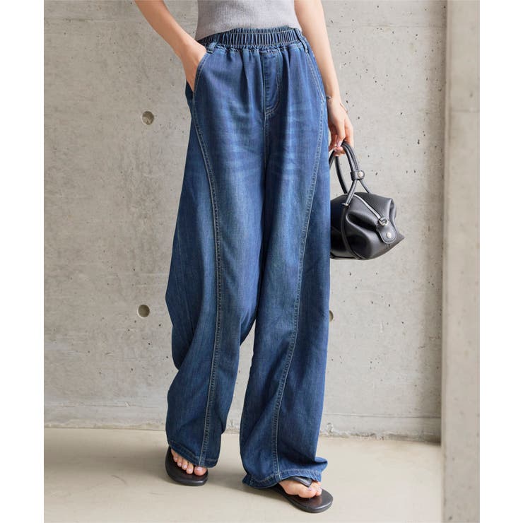 インディゴ | イージーワイドデニムパンツ［M4448］ イージーワイドデニムパンツ レディース | KOBE LETTUCE