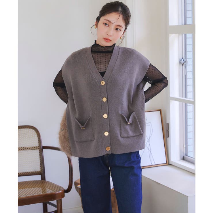 美品 machatt サイドボタンニットベスト マチャット MACHATT サイドボタンニットベスト 新品タグ付き 【公式通販】