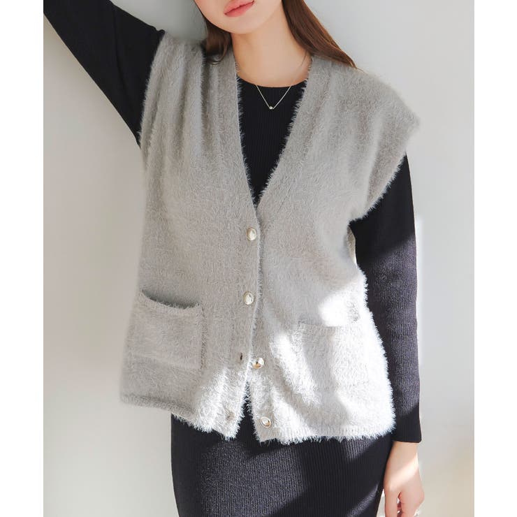 グレー | シャギーニットベスト［N1130］ | KOBE LETTUCE