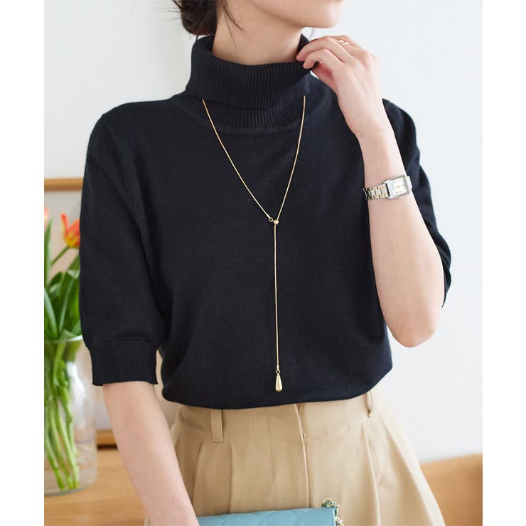 ブラック | タートルドルマン5分袖スプリングニット［N1154］ | KOBE LETTUCE