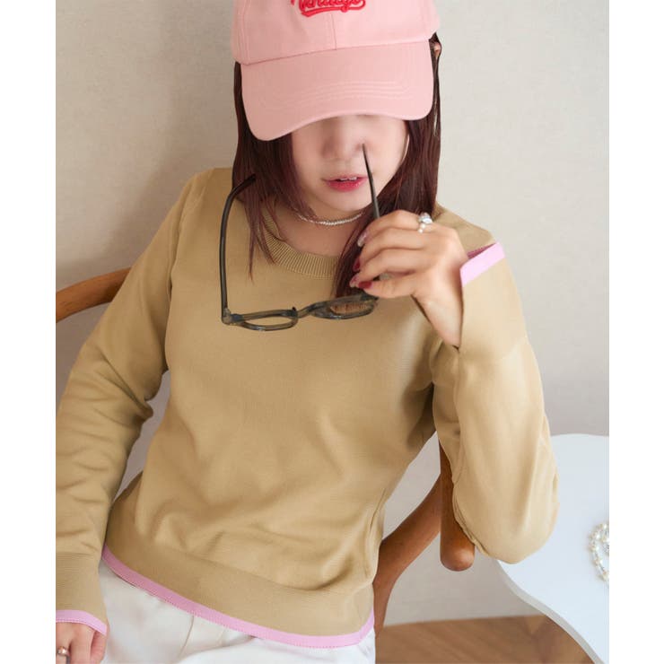【美品】グラッドニュース  GLAD NEWS  バイカラー  長袖 ニット AZUL BY MOUSSY | バイカラーハイネックニットトップス (ニット