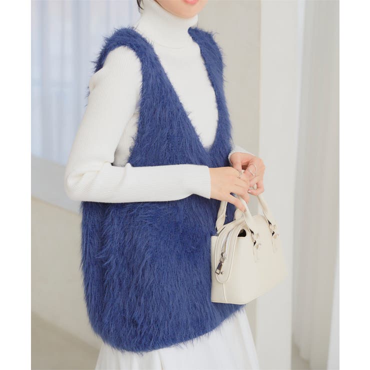 ネイビー | シャギーロングニットベスト［N1169］ | KOBE LETTUCE