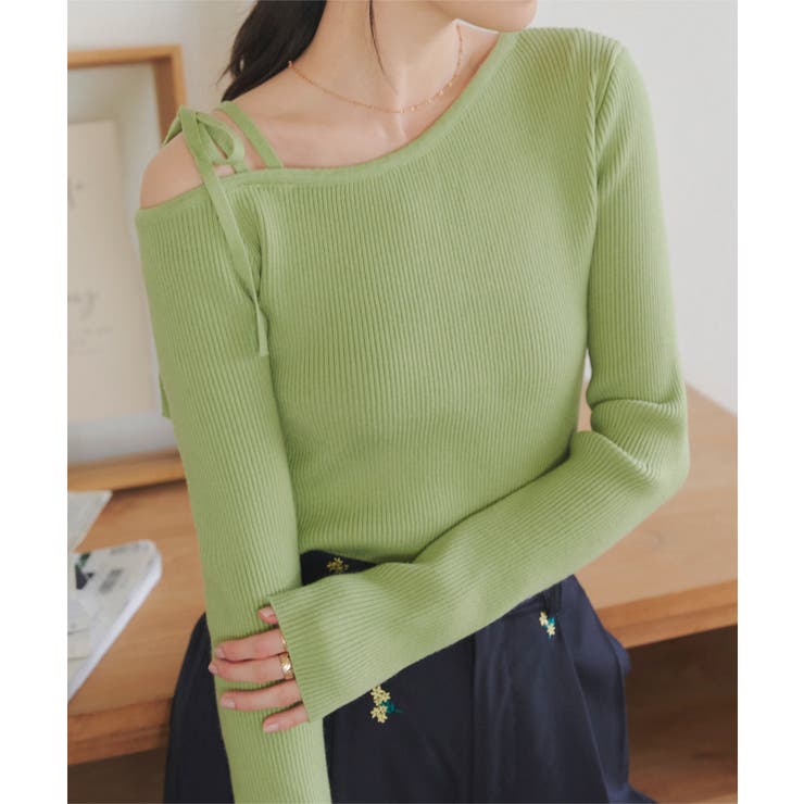 Me様専用 Matin Kim ワンショルダースリーブレスニットトップ