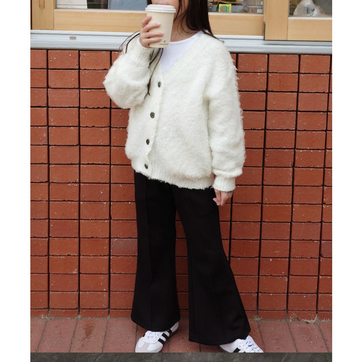 オフホワイト | [ Yuumiさんコラボ ]キッズもこもこVネックニットカーディガン［N1201… | KOBE LETTUCE