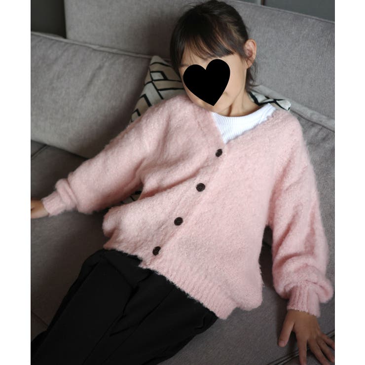 ピンク | [ Yuumiさんコラボ ]キッズもこもこVネックニットカーディガン［N1201… | KOBE LETTUCE