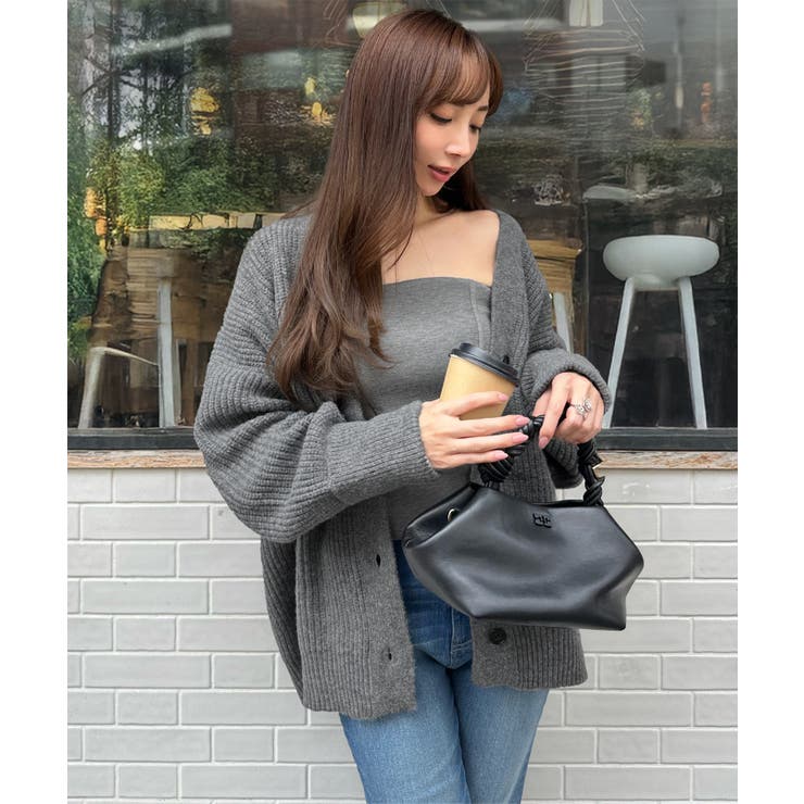 チャコール | 岡部あゆみさんコラボ ローゲージニットカーディガンN1203 ローゲージニット | KOBE LETTUCE