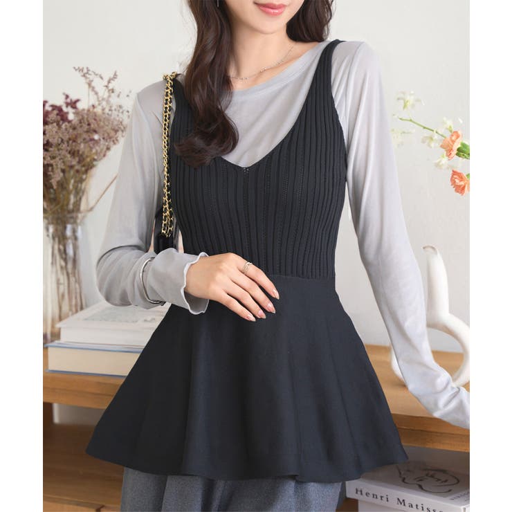 ブラック | フレアニットビスチェ［N1220］ | KOBE LETTUCE