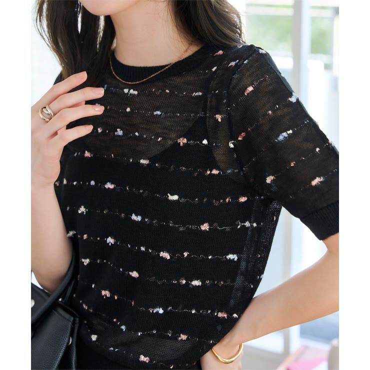 ブラック | シアーサマーニットトップス シアー サマーニット | KOBE LETTUCE