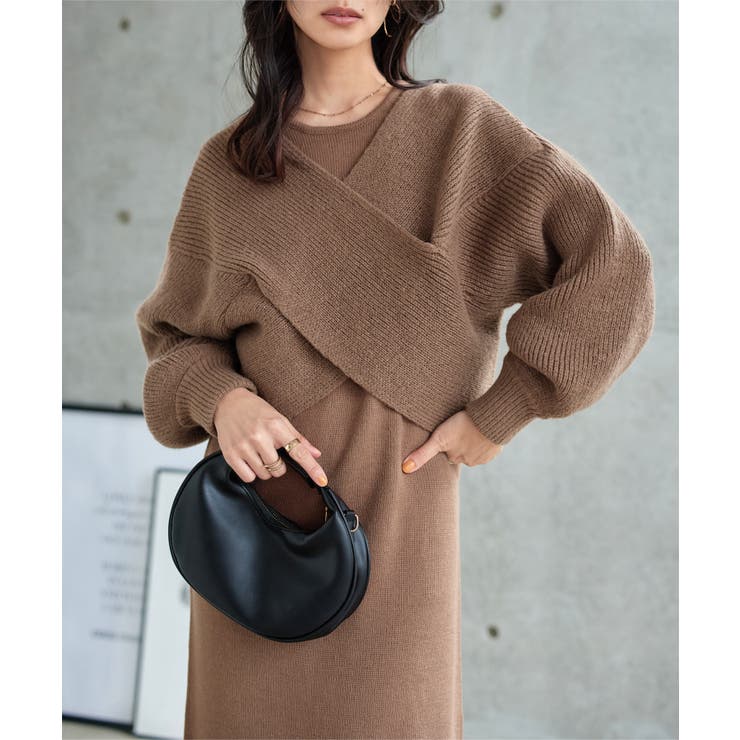 モカ | カシュクールトップス×前後2wayニットワンピース［N1234］ カシュクール … | KOBE LETTUCE