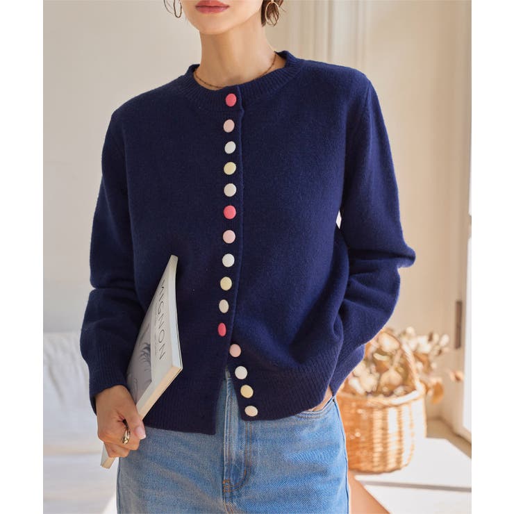 カラフルボタンニットカーディガン［N1252］ カラフルボタン ニット