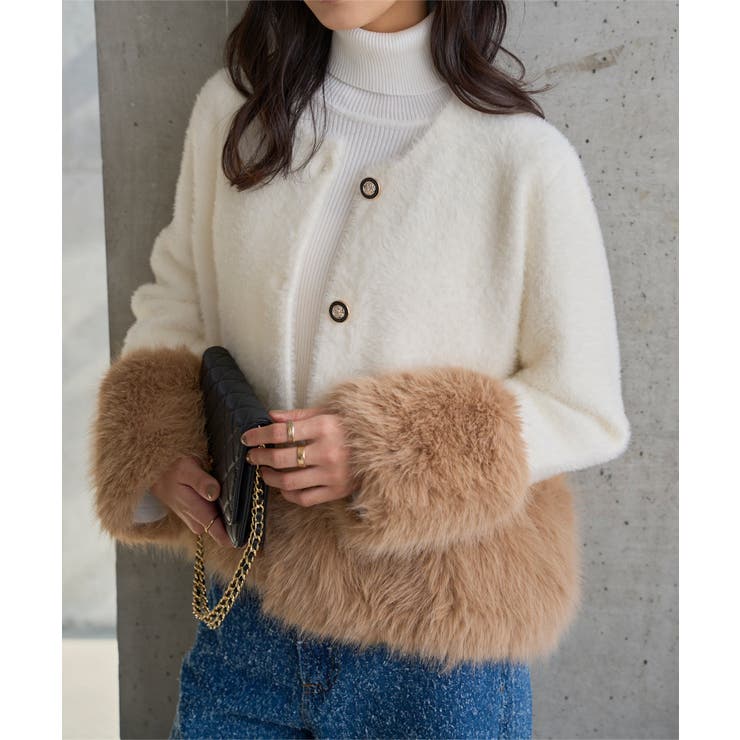 アイボリー | ファードッキング金ボタンニットジャケットコート ファードッキング 金ボタン | KOBE LETTUCE