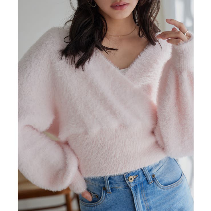 ピンク | フェザーカシュクールニット［N1318］ カシュクール ニット | KOBE LETTUCE