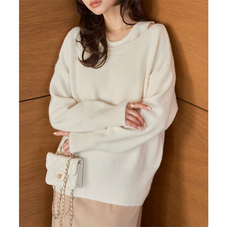 アイボリー | ノースリーブニット×ゆったりニットトップス2点セット［N1339］ ニットアンサ… | KOBE LETTUCE