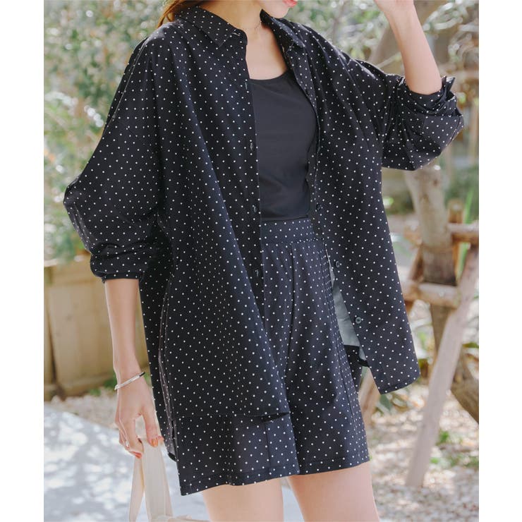 ドットブラック | UVカット ラッシュガード オーバーシャツ［S192] | KOBE LETTUCE