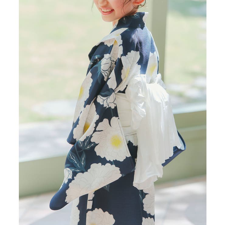 KOBE LETTUCE ワンピース浴衣SET ネイビー M 美品 一人で着られる ワンピース浴衣 SET[品番：KO000014417]｜KOBE