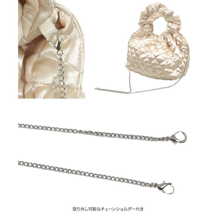 キラキラドットサテンキルティングミニバッグ［B1577］[品番