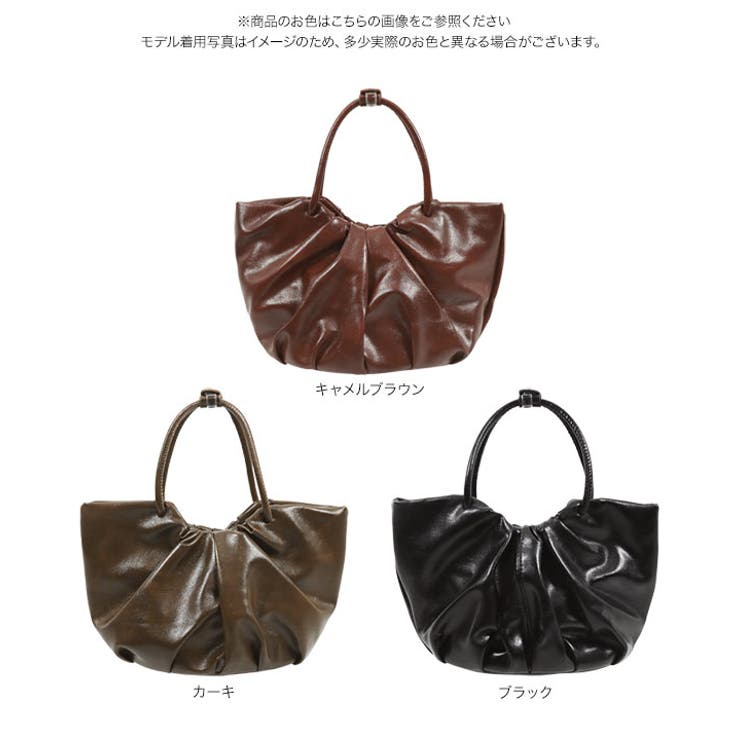ギャザーデザインフェイクレザーバッグ ハンドバッグ 鞄 | KOBE LETTUCE | 詳細画像10 