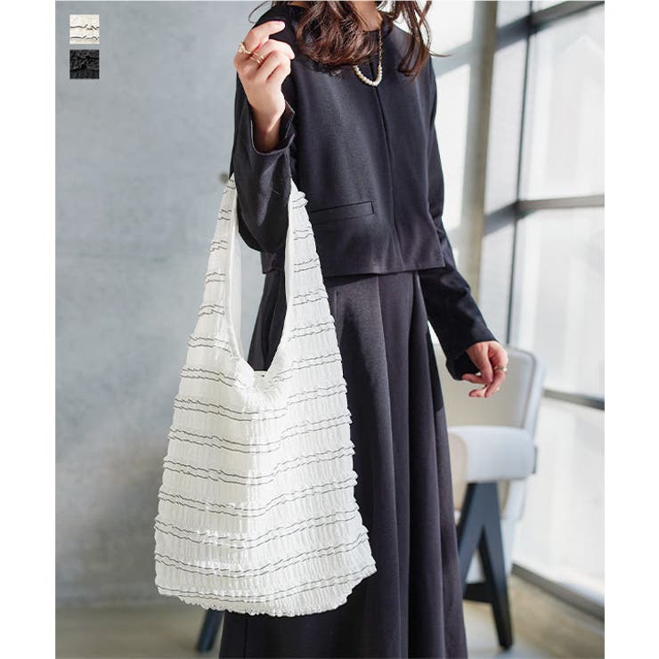 フリルデザイントートバッグトートバッグ フリルデザイン ポケット付き | KOBE LETTUCE | 詳細画像1 