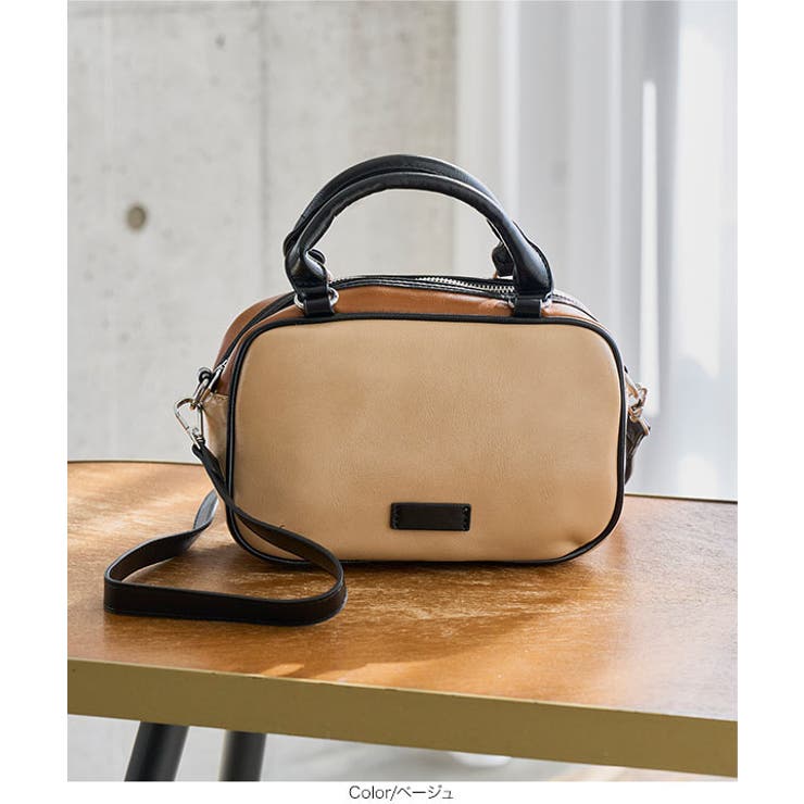 バイカラースクエアショルダーバッグ［B1671］ ショルダーバッグ バイカラー | KOBE LETTUCE | 詳細画像4 