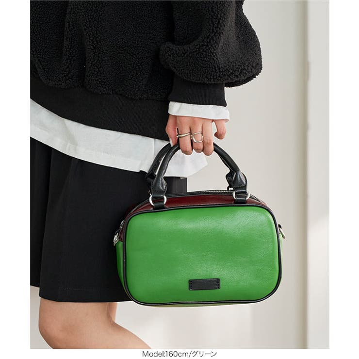 バイカラースクエアショルダーバッグ［B1671］ ショルダーバッグ バイカラー | KOBE LETTUCE | 詳細画像6 