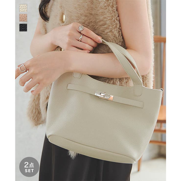 シルバー金具デザインハンドバッグ［B1693］ハンドバッグ シルバー金具 鞄 | KOBE LETTUCE | 詳細画像1 