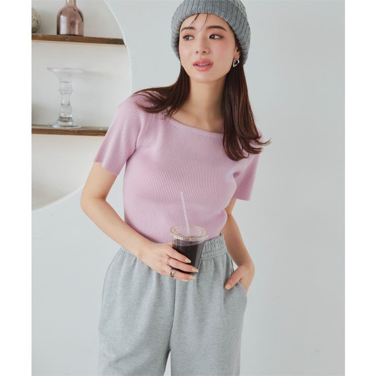 美品✨アルベロベロ 半袖ニット ビーズ スパンコール ブタさん トップス 春夏 半袖ニット 半袖 ニット[品番：KO000010192]｜KOBE LETTUCE