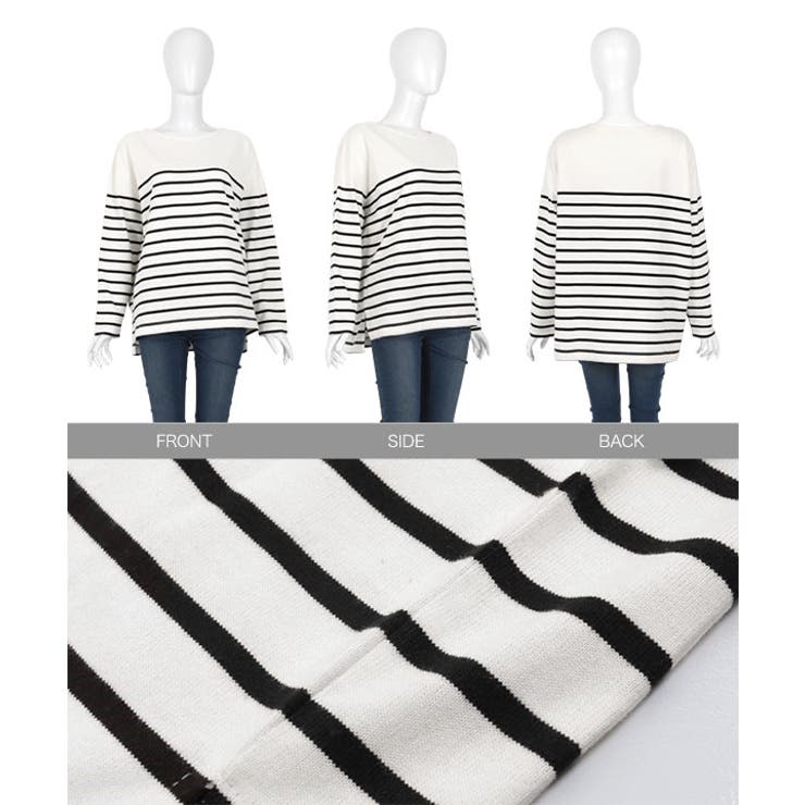 選べるデザイン コットン100％ゆったりボーダーチュニックカットソー | KOBE LETTUCE | 詳細画像42 