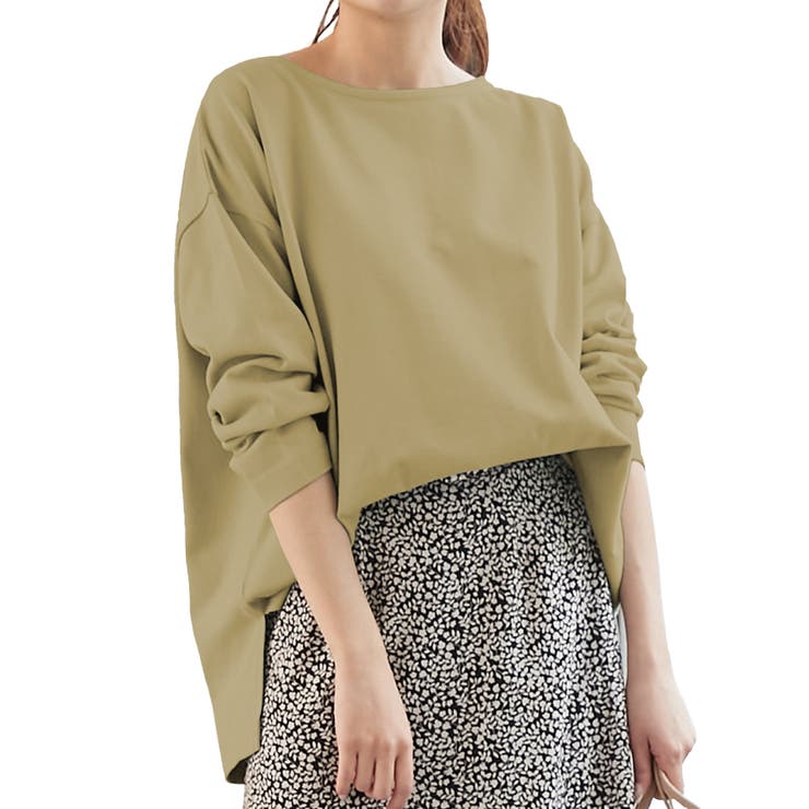 オリーブ | 選べるデザイン コットン100％ゆったりボーダーチュニックカットソー | KOBE LETTUCE