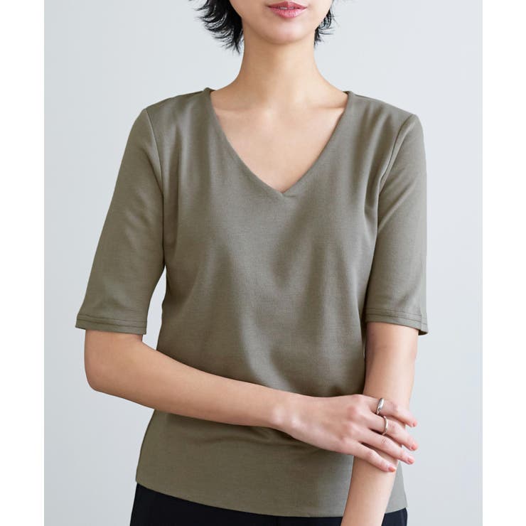 カーキ | 選べるタイプ 前身二重スムースカットソートップス［C4684］ | KOBE LETTUCE