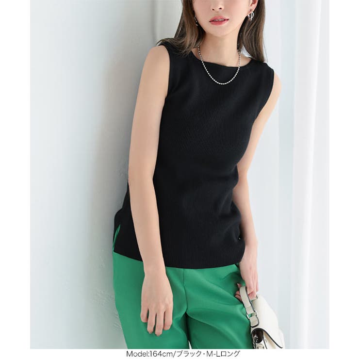 [ 選べる2タイプ ] ボートネックノースリーブリブニット［C4702］ | KOBE LETTUCE | 詳細画像30 