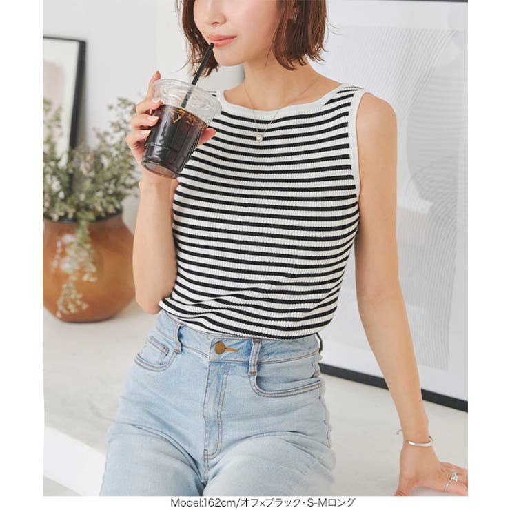 [ 選べる2タイプ ] ボートネックノースリーブリブニット［C4702］ | KOBE LETTUCE | 詳細画像9 