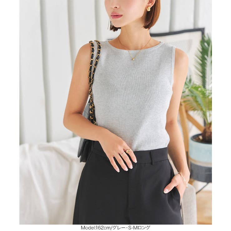 [ 選べる2タイプ ] ボートネックノースリーブリブニット［C4702］ | KOBE LETTUCE | 詳細画像26 