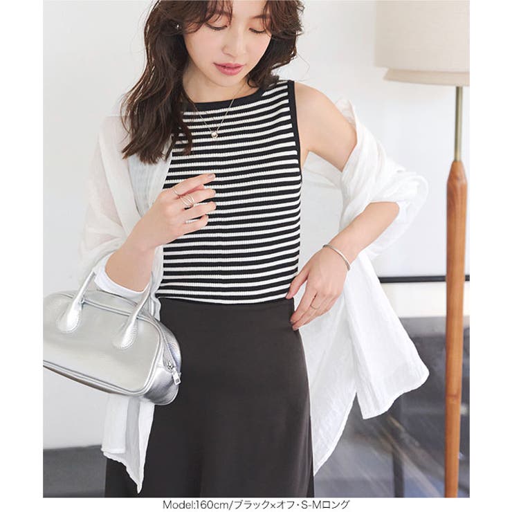 [ 選べる2タイプ ] ボートネックノースリーブリブニット［C4702］ | KOBE LETTUCE | 詳細画像14 