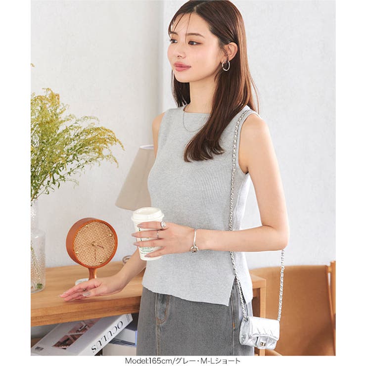 [ 選べる2タイプ ] ボートネックノースリーブリブニット［C4702］ | KOBE LETTUCE | 詳細画像23 