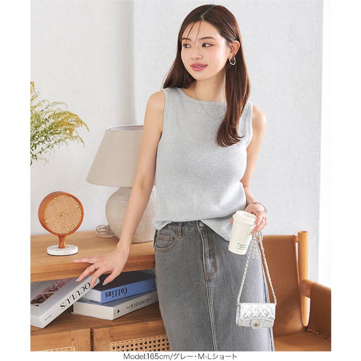 [ 選べる2タイプ ] ボートネックノースリーブリブニット［C4702］ | KOBE LETTUCE | 詳細画像24 