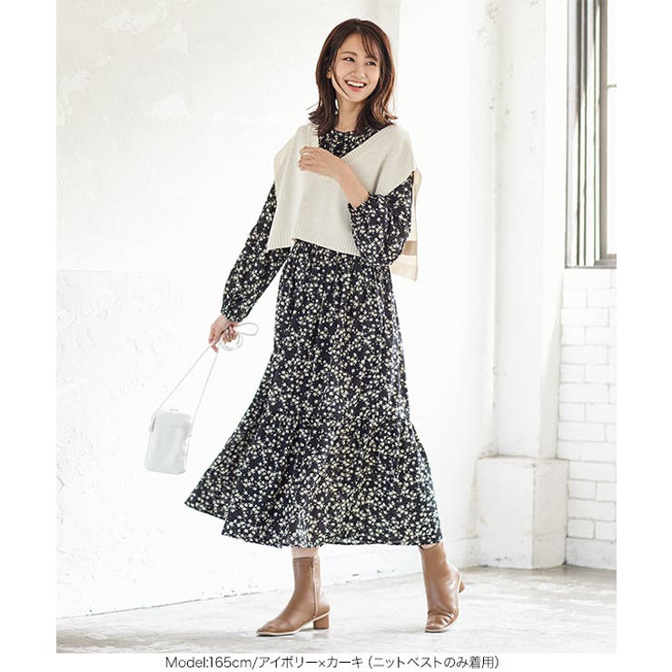 2点セット ]ロンT×ニットベストレイヤードトップス[品番：KO000010360