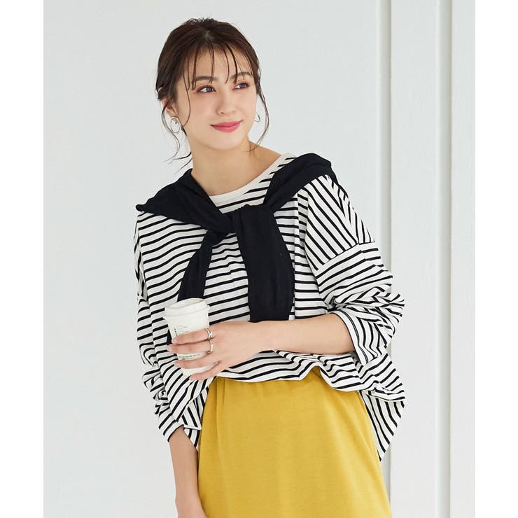 オフ×ブラック | 前後2wayボーダービッグロンT［C5634］ | KOBE LETTUCE