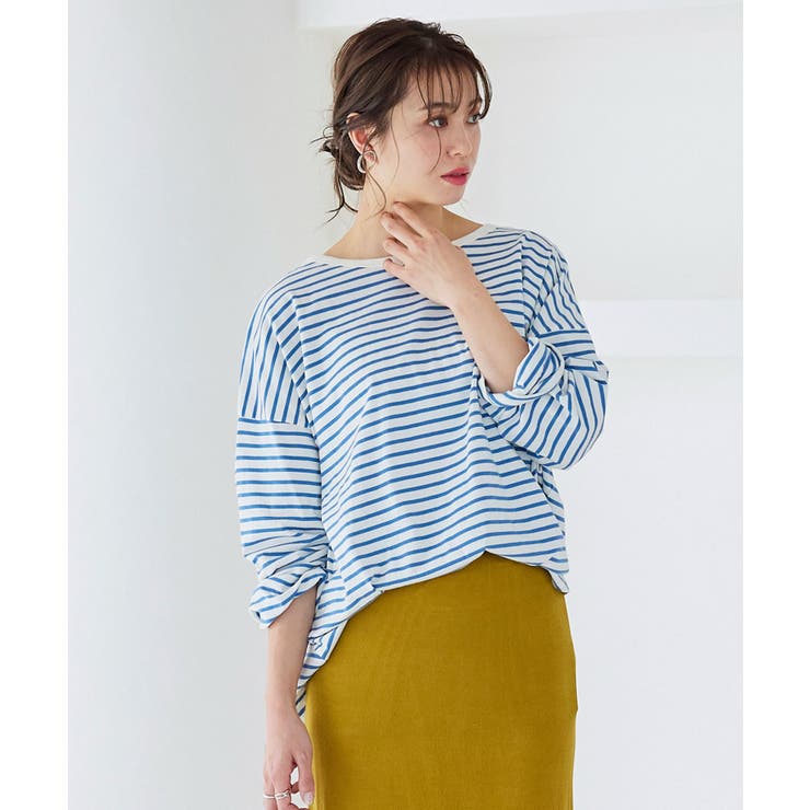 オフ×ブルー | 前後2wayボーダービッグロンT［C5634］ | KOBE LETTUCE