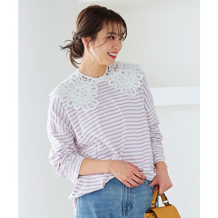 オフ×ラベンダー | 前後2wayボーダービッグロンT［C5634］ | KOBE LETTUCE