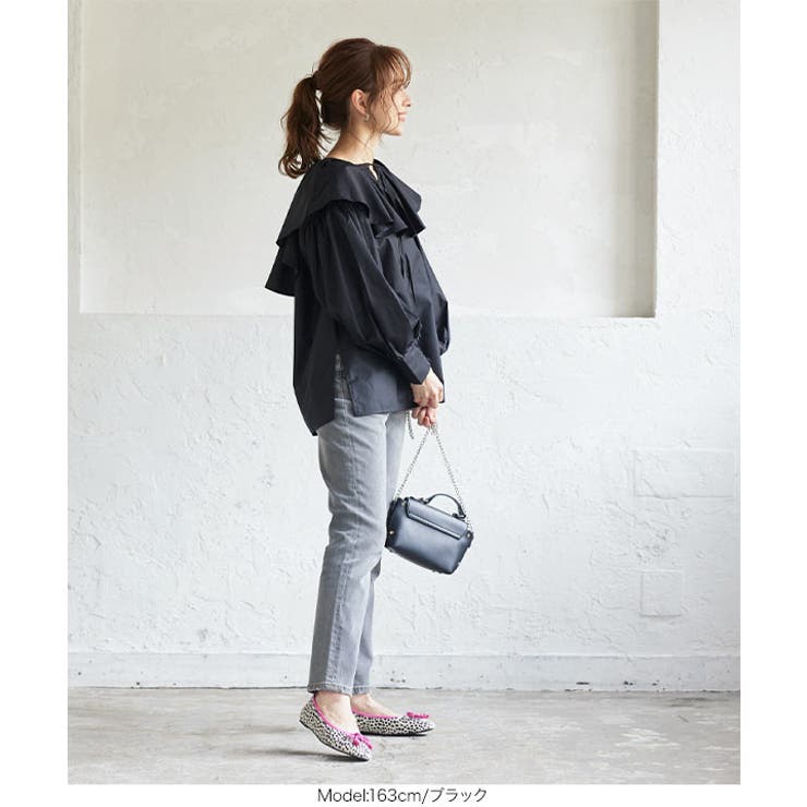 前後2way胸元リボンビッグカラーブラウス [C5615] レディース[品番：KO000012486]｜KOBE LETTUCE（コウベレタス ...