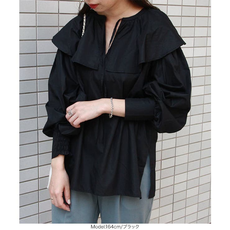 前後2way胸元リボンビッグカラーブラウス [C5615] レディース[品番：KO000012486]｜KOBE LETTUCE（コウベレタス ...