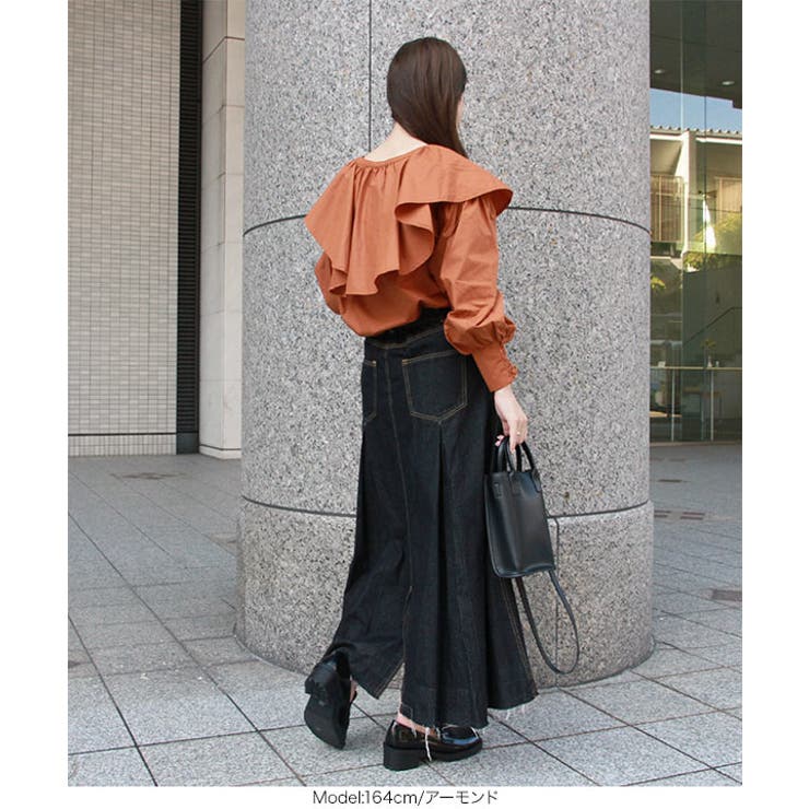前後2way胸元リボンビッグカラーブラウス [C5615] レディース[品番：KO000012486]｜KOBE LETTUCE（コウベレタス ...