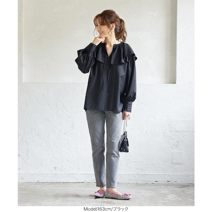前後2way胸元リボンビッグカラーブラウス [C5615] レディース[品番：KO000012486]｜KOBE LETTUCE（コウベレタス ...